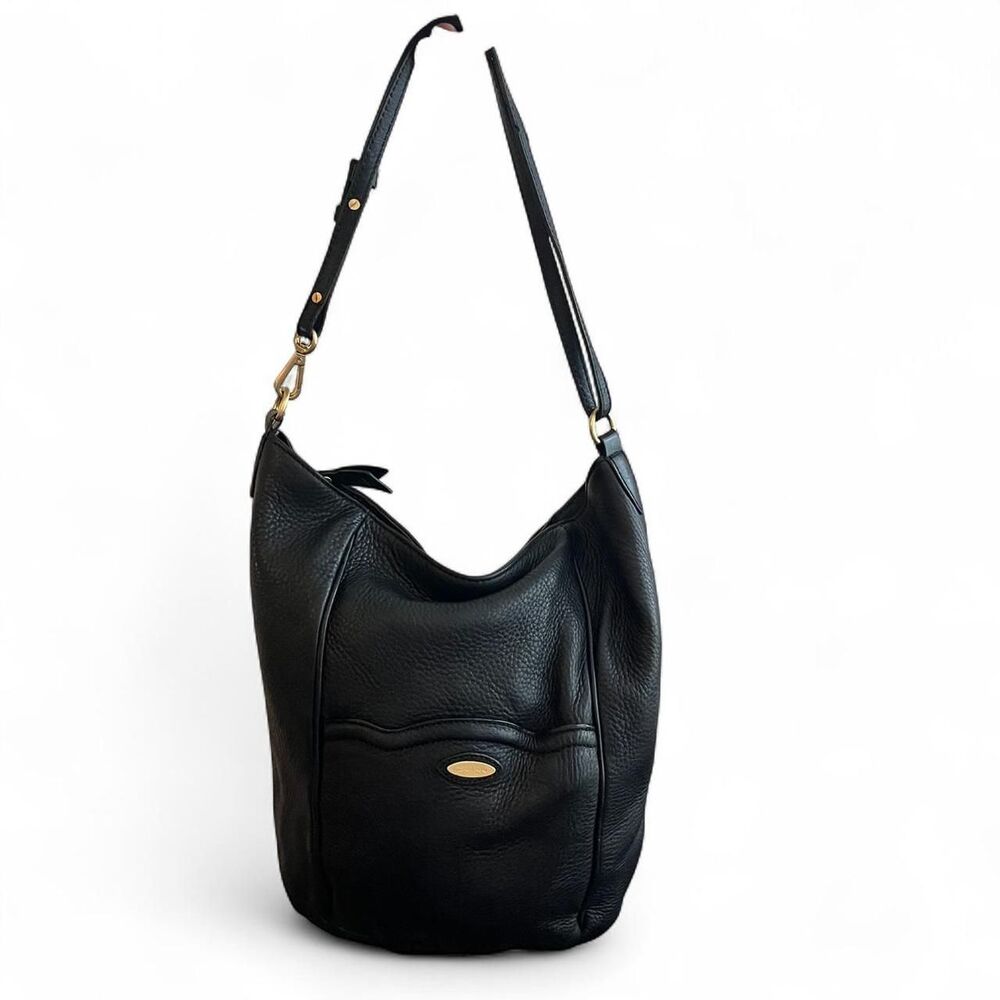Tahari Black Pebbled Leather Hobo